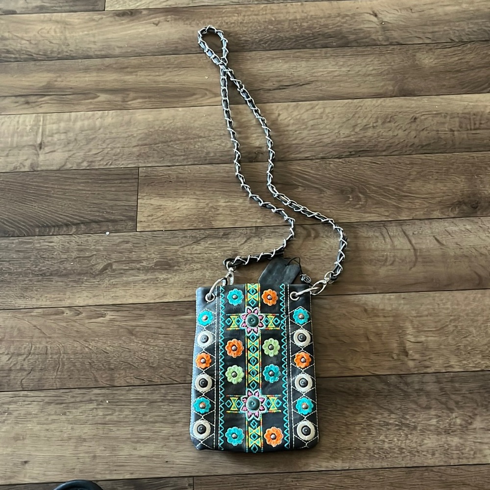 Hand stitched crossbody bag